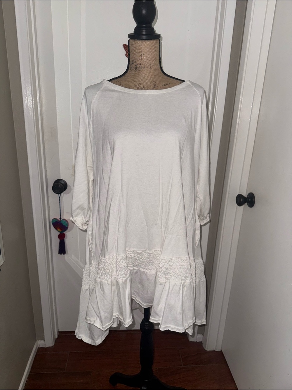 FP Flowy White Ruffle Tunic mini dress